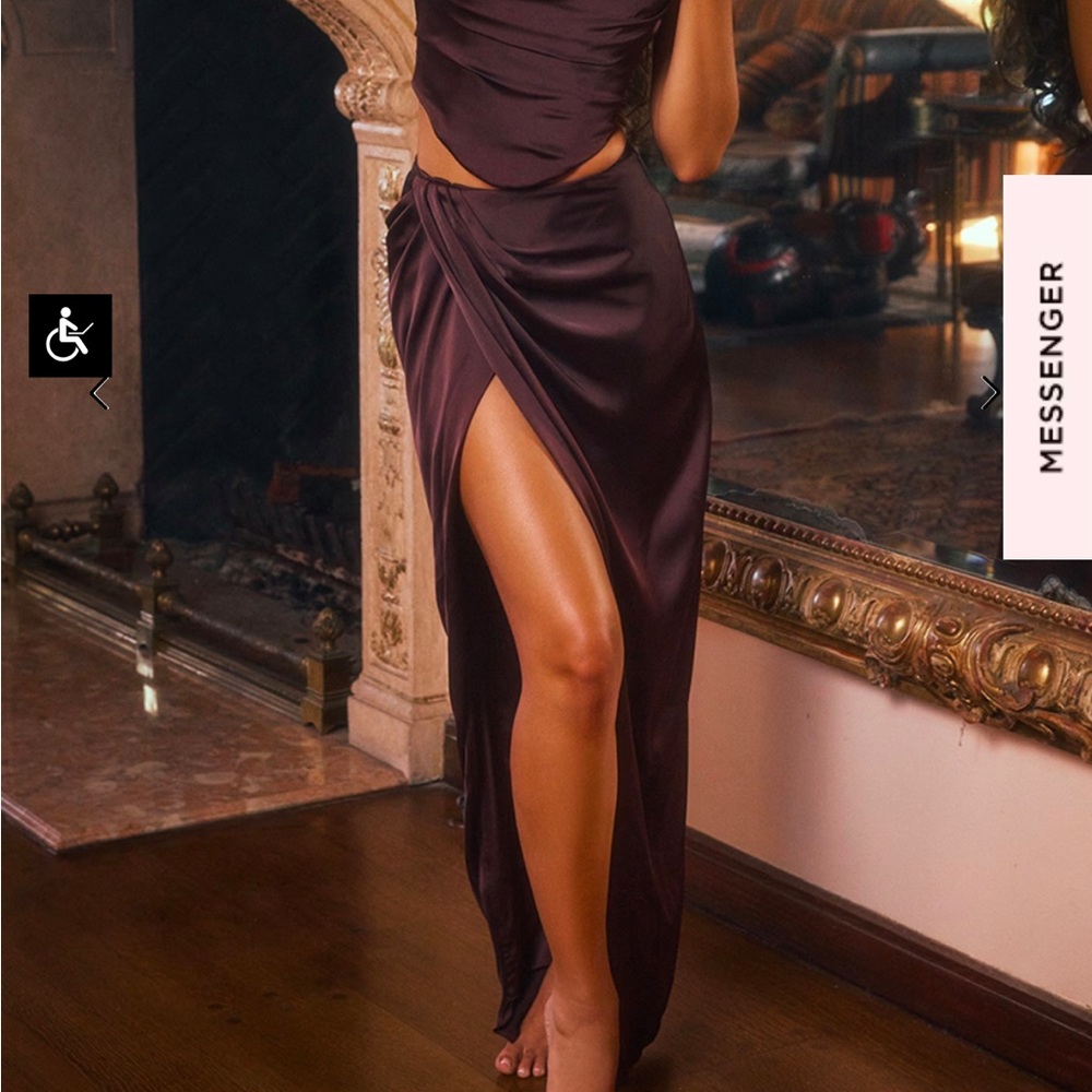 House of CB Vesper Rich Brown Maxi Skirt NWOT